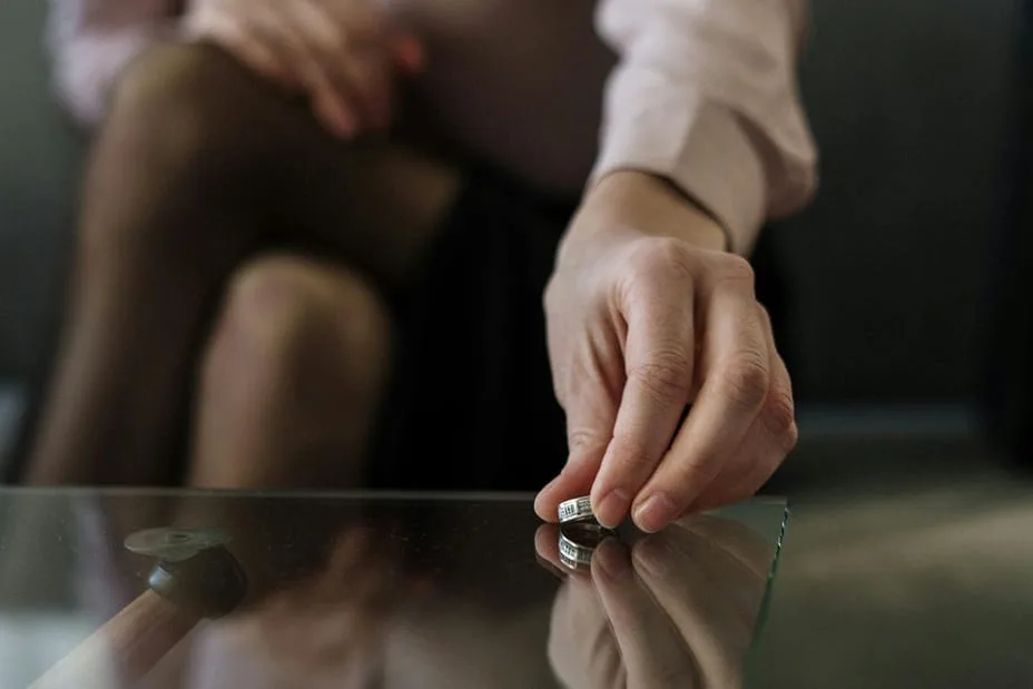 Wedding ring set down on a table, spousal support in Alberta