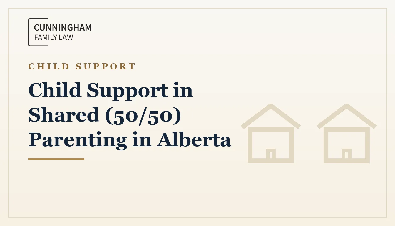 Child support in shared 50/50 parenting in Alberta explained by a Calgary family lawyer