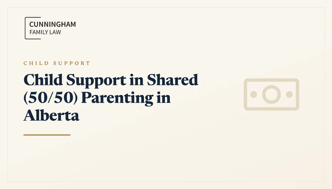 Child support in shared 50/50 parenting in Alberta explained by a Calgary family lawyer