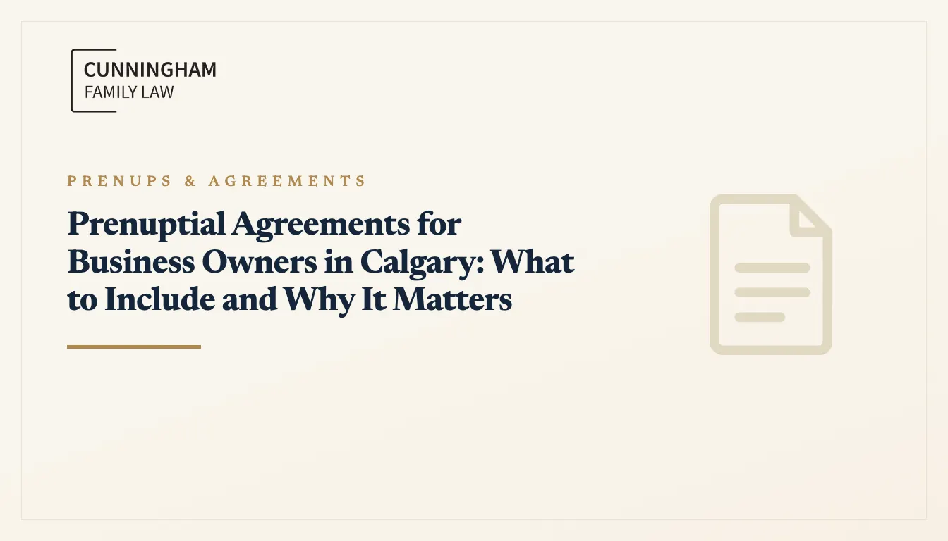 Calgary lawyer drafting prenuptial agreement for business owner