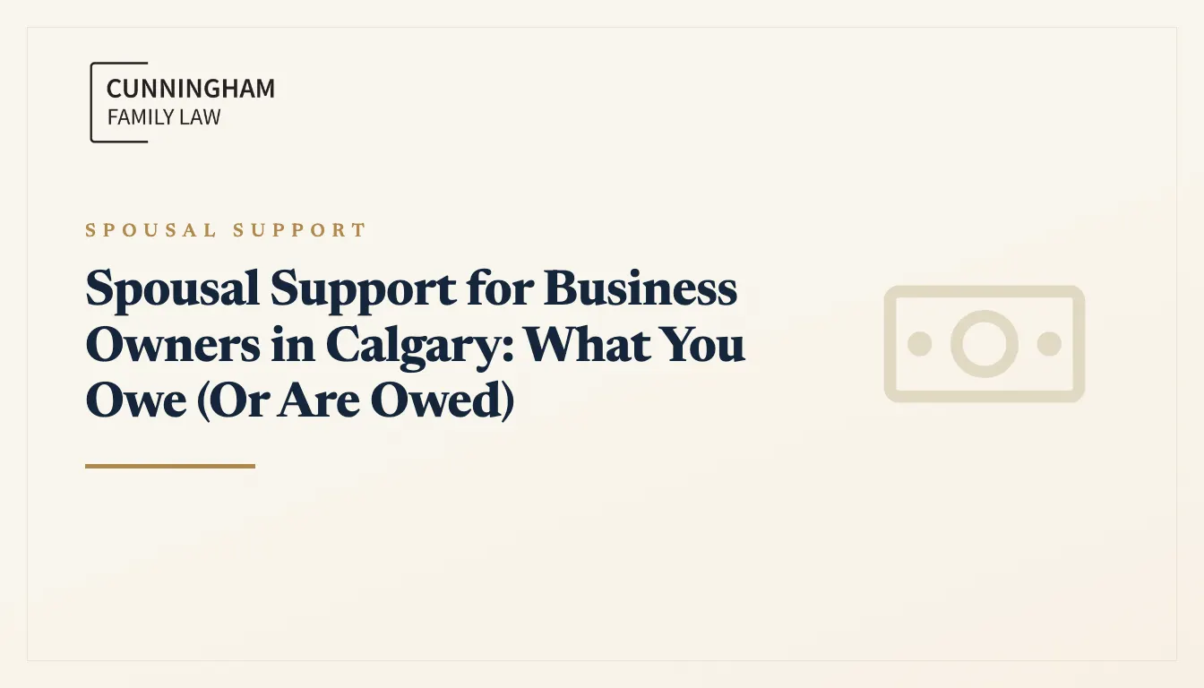 Calgary divorce lawyer reviewing spousal support calculations for business owner