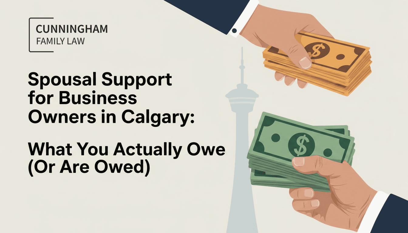 Calgary divorce lawyer reviewing spousal support calculations for business owner